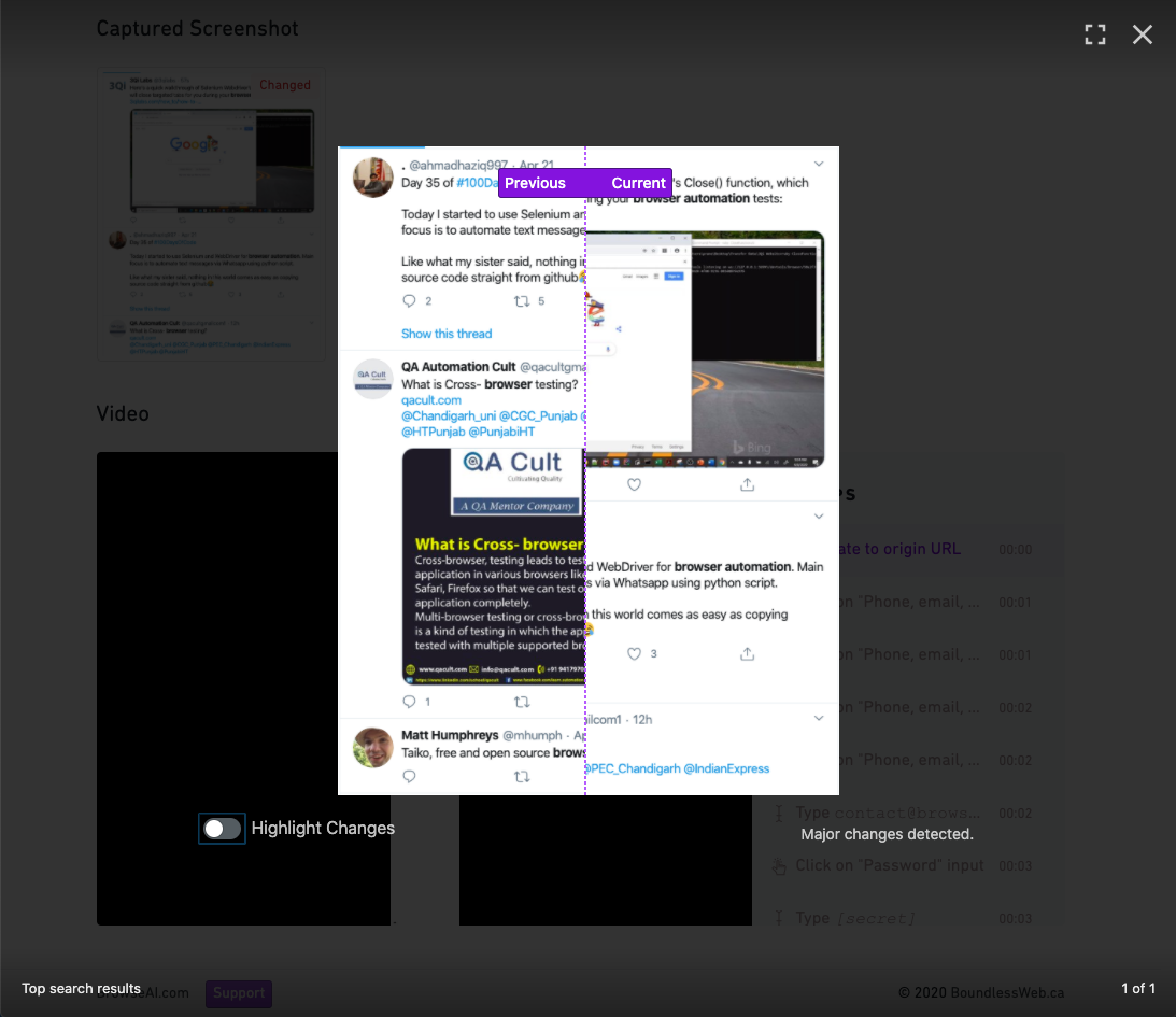 Task details - Screenshot top search results on Twitter - Browse AI
